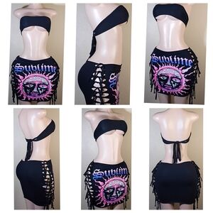 Black Custom Sublime Skirt Set